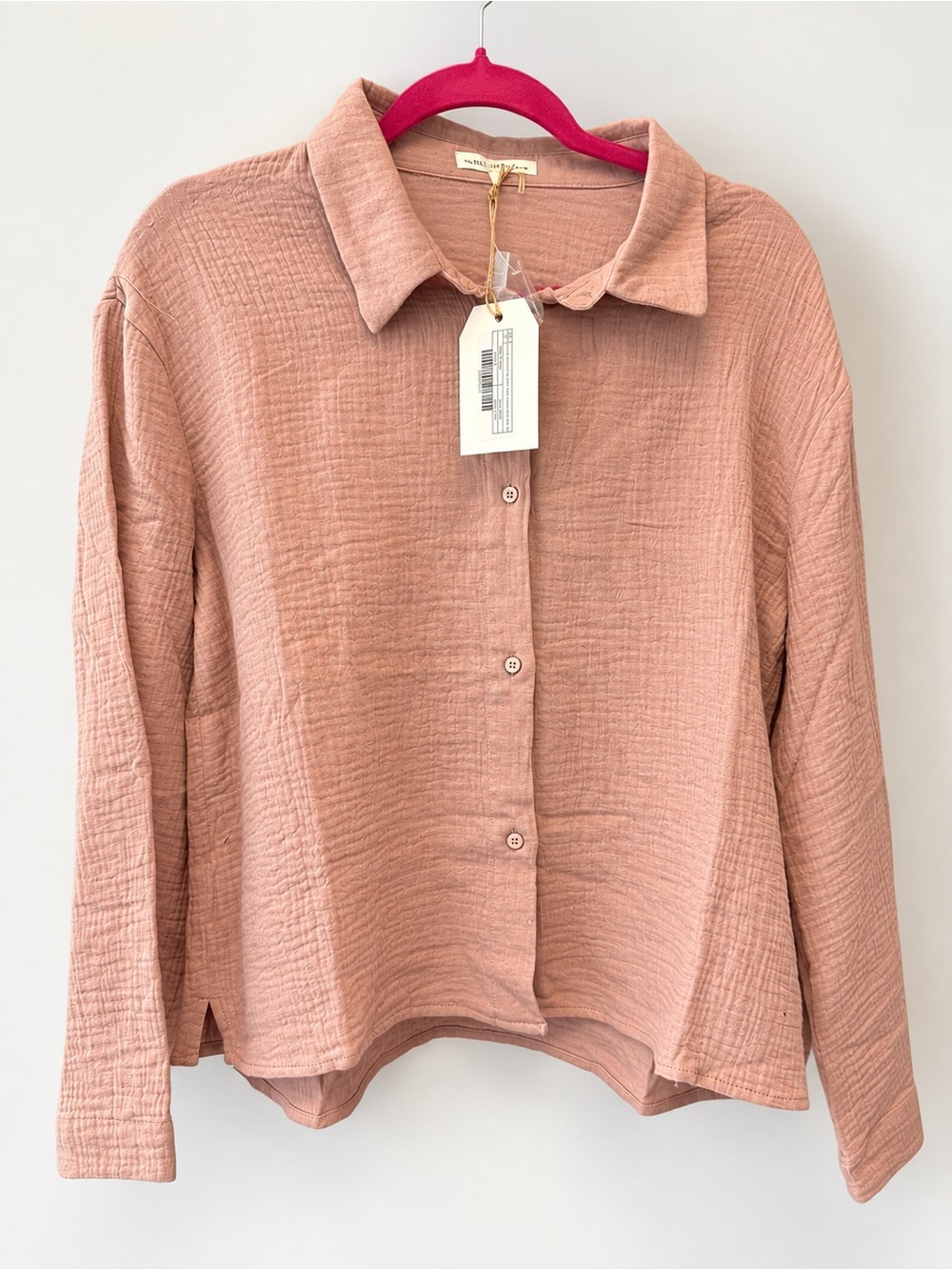 Endless Rose Dusty Rose Textured Button Down Blouse NWT Size Medium